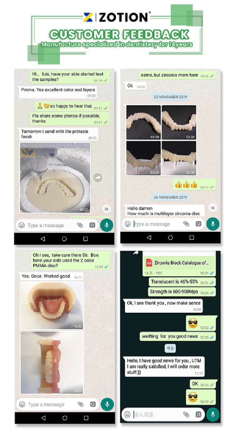 Dental Pmma block Open D98 Cadcam Dental Material Pmma Disc customer feedback Dental Pmma block Open D98 Cadcam Dental Material Pmma Disc customer feedback